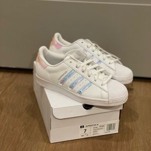 BNWT Adidas Superstar Shoes, Holographic. Size 7.